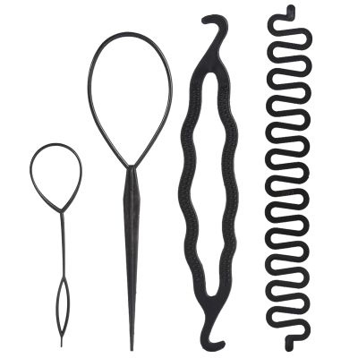 4PCS Hair Bun Maker Braiding Styling Disk Tools Accessories with Comb, for Wedding, Appointment or Party (No. 1 4PCS)