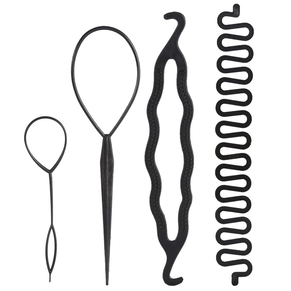 4PCS Hair Bun Maker Braiding Styling Disk Tools Accessories with Comb, for Wedding, Appointment or Party (No. 1 4PCS)