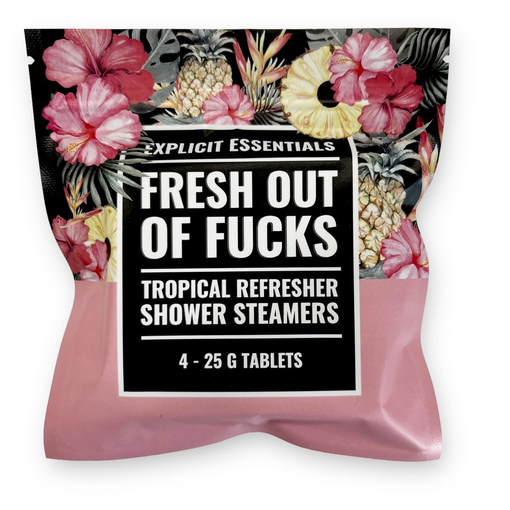 Explicit Essentials Fresh Outta Fs Shower Steamers | Tropical Hibiscus Aromatherapy Shower Steamer for Relaxation & Stress Relief | Spa Shower Gift for Self-Care, Birthdays, Christmas & Holidays