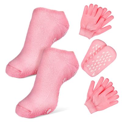 AUTSUPPL Moisturizing Foot Socks Gloves Set 2 Pairs Spa Hydration Grip Socks Remover