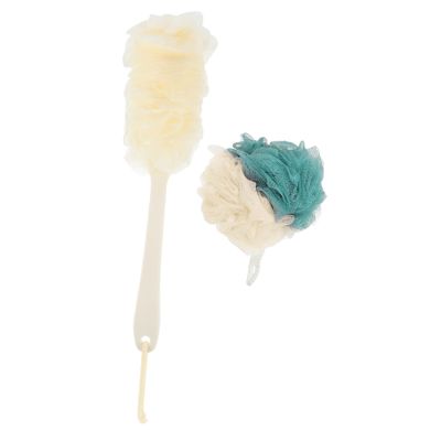AUTSUPPL 4pcs Long Handle Bath Balls Sponges Bath Poufs Shower Sponges Body Scrubber Shower Tools