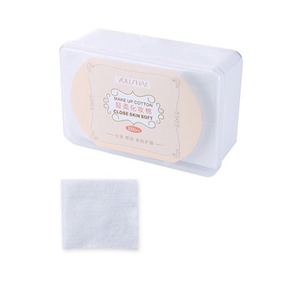 Baluue 1000pcs Non-Woven Makeup Pads Thin Cosmetic for Face Eyes Nails Soft Skin-Friendly Facial Cleaning Storage Box for Daily Makeup Removal and Skin Care