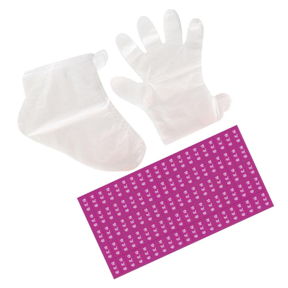 FRCOLOR 1set Disposable Paraffin Wax Foot and Hand Gloves Liners for Foot Care Pedicure Includes Liners Hand Gloves Adhesive Pads