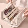 4 in 1 Detachable Cosmetic Bag, Leather Waterproof Cosmetic Bag, Large Capacity Roll up Makeup Bag, Travel Toiletry Bag with 4 Detachable Clear Compartment view 3