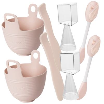 minkissy 2sets Facial Mask Bowl Brush of Silicone Mixing Bowls for Women for Homemade Skin Care and Face Masks Includes Essential Tools for Mixing and Application