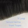 Men's Baldness Cover Wig Men's Toupee Toupee Real Human Hair Frontal Hairpiece with Soft Thin Skin PU Base V-Shape Front Toupee Natural Hair Replacement System Men's Daily Travel Wig(2.5cm x 16cm) view 4