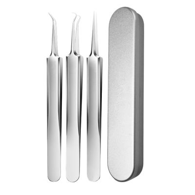 xwxwseui Usiveinborn Blackhead Remover Upgraded, Usiveinborn Blackhead Tweezers, Professional Upgraded Facial Blackhead Remover Tweezers, Blackhead Remover Tools Sets (A1-Silver-3pcs)