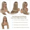 13x6 Ash Blonde Highlight Lace Front Wig Human Hair 20 Inch Straight Ash Brown to Blonde Balayage Wig Human Hair 180% Density Glueless Ombre Brown to Platinum Highlights HD Lace Wigs for Women view 3