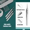 xwxwseui Usiveinborn Blackhead Remover Upgraded, Usiveinborn Blackhead Tweezers, Professional Upgraded Facial Blackhead Remover Tweezers, Blackhead Remover Tools Sets (A1-Silver-8pcs) view 2