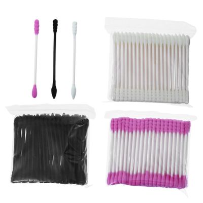 minkissy Double-head Cotton Swabs Cotton Applicators for Ear Cleaning Cosmetic Use and Daily Disposable Convenient for Home and Travel Random Color