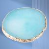Resin Nail Art Palette, Gold Hem Trim Agate Texture Mixing Display Board for Nail Salon, Round Palette for Makeup, Delicate Finish, Art Color Mixing Palette Painting Tray (Blue) view 2