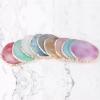 Resin Nail Art Palette, Gold Hem Trim Agate Texture Mixing Display Board for Nail Salon, Round Palette for Makeup, Delicate Finish, Art Color Mixing Palette Painting Tray (Blue) view 4