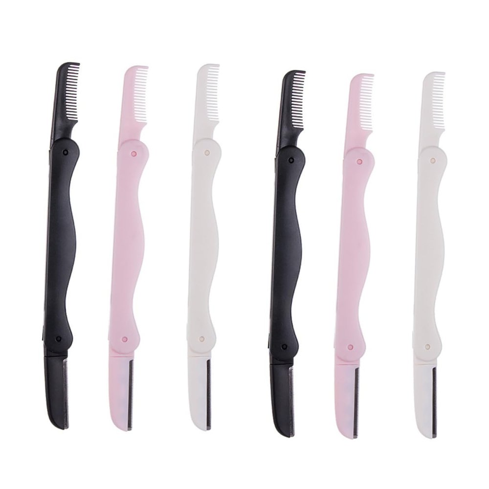 OSOLADY 6pcs Portable Eyebrow Hair Shaper Razor Set Double-sided Trimmer Shaving Grooming Remover Kit Women Dermaplane Razor Precision Trimming Safe Easy to Use