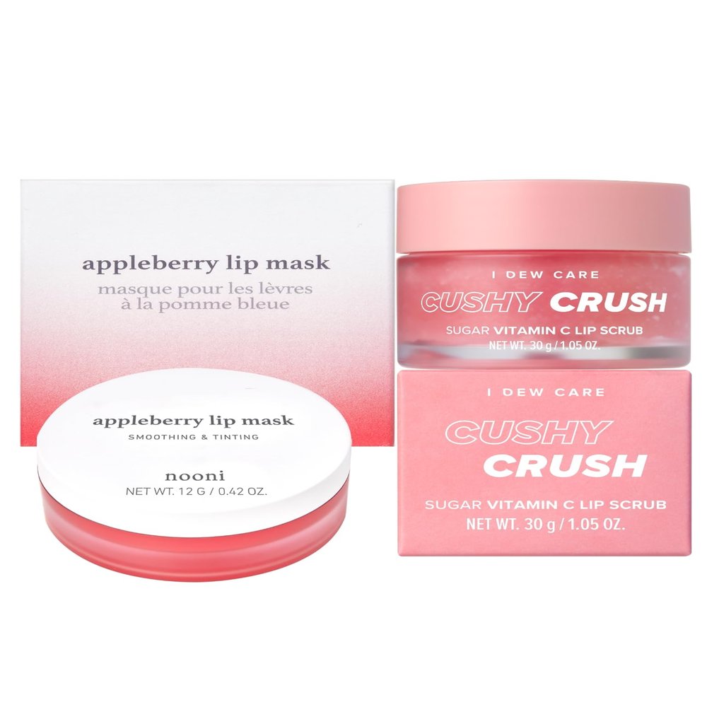 NOONI Korean Lip Butter Melting Balm (Appleberry) + I DEW CARE Lip Scrub - Cushy Crush Bundle