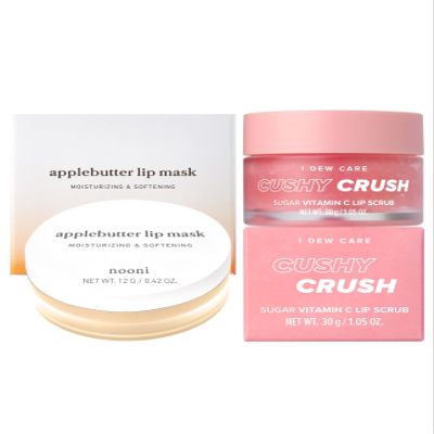 NOONI Korean Lip Butter Melting Balm (Applebutter) + I DEW CARE Lip Scrub - Cushy Crush Bundle