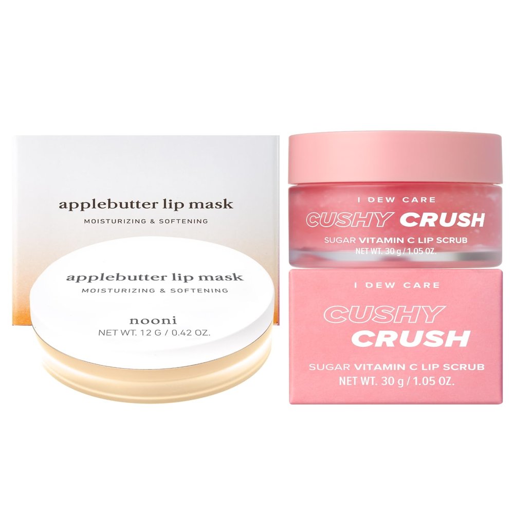 NOONI Korean Lip Butter Melting Balm (Applebutter) + I DEW CARE Lip Scrub - Cushy Crush Bundle