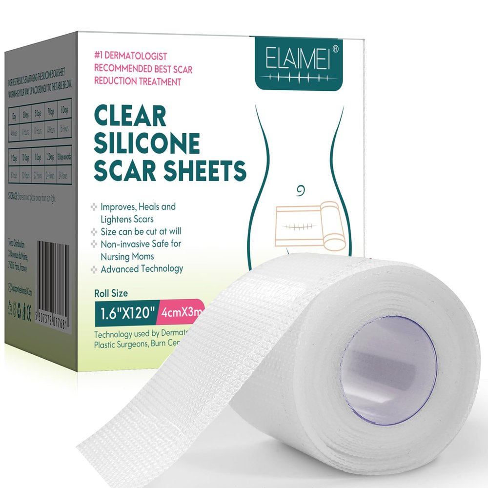 Silicone Scar Sheets, Clear Silicon Gel Scar Sheets, Invisible Scar Tape(1.6 x 120Roll-3M), Scar Strips for Surgical Scars, Medical Grade, Scar Removal Sheets for C-Section, Breast, Keloid et.