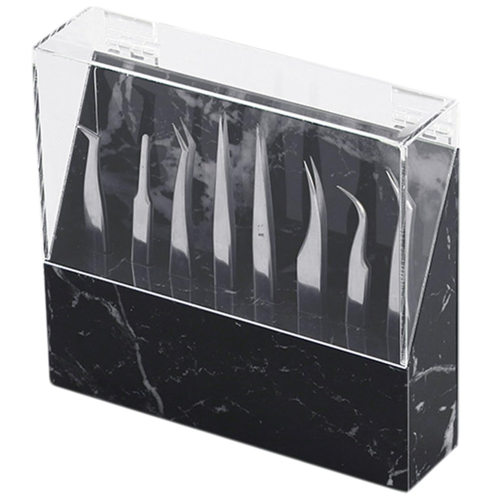 Lash Tweezer Holder, Dust-Proof Acrylic Tweezer Holder with 8 Holes, Sturdy Portable Tweezer Stand for Eyelash Extensions Supplies Acrylic Display Stand, Lash Tweezer Holder