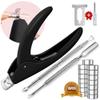 Acylic Nail Clippers and Cuticle Pusher, Black Adjustable Nail Clippers with Magnets Sizers for Acrylic Nails and 2PCS Silver Metal Cuticle Pusher view 1