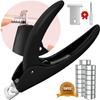 Acylic Nail Clippers and Cuticle Pusher, Black Adjustable Nail Clippers with Magnets Sizers for Acrylic Nails and 2PCS Silver Metal Cuticle Pusher view 3