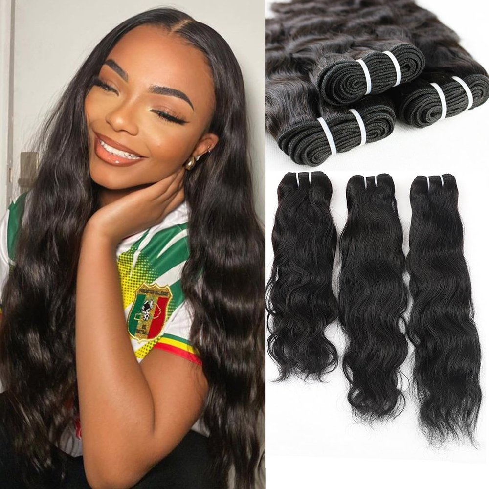 10 12 14 Inches Brazilian Hair Natural Wave 3 Bundles 100% Unprocessed Human Hair Weave Bundles Virgin Natural Wave Hair Bundles 1B Color