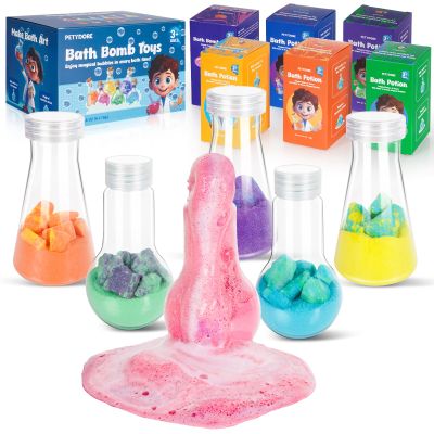 Bath Bomb Potion for Toddlers & Kids, 6-Pack Non-Toxic - Colorful Fizzy Fun - Interactive Bubble Bath Toy, Fun Science Bath Toys with a Colorful Foams & Bubbles Eruption