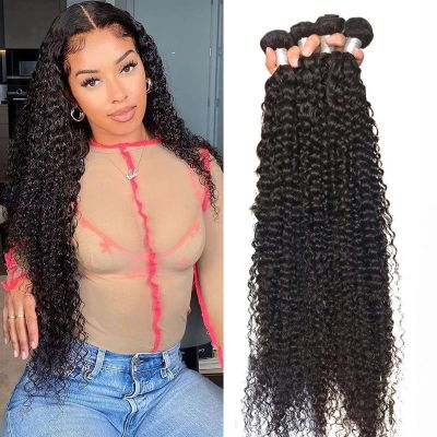 Bustards Hair Bundles Kinky Curly Bundles Human Hair Bundles 8-40 Inch Curly Brazilian Remy Hair Bundle Natural Double Weft Human Hair Extensions for Black Women Weave Bundles(24inches)