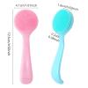 4 Pack Silicone Manual Facial Cleansing Brush,Skin Friendly Soft Bristles Waterproof Face Scrubber Exfoliating Brush for Women and Men Blackheads Makeup Residues Removal(Blue & Pink) view 2