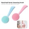4 Pack Silicone Manual Facial Cleansing Brush,Skin Friendly Soft Bristles Waterproof Face Scrubber Exfoliating Brush for Women and Men Blackheads Makeup Residues Removal(Blue & Pink) view 3