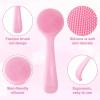 4 Pack Silicone Manual Facial Cleansing Brush,Skin Friendly Soft Bristles Waterproof Face Scrubber Exfoliating Brush for Women and Men Blackheads Makeup Residues Removal(Blue & Pink) view 4