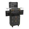 AOIDFOA Rolling Train Makeup Box With Lock 4 Layer Work Cart, Hair Cart Cosmetics Cart Salon Cart With Hair Dryer Holder (Black) view 1
