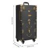 AOIDFOA Rolling Train Makeup Box With Lock 4 Layer Work Cart, Hair Cart Cosmetics Cart Salon Cart With Hair Dryer Holder (Black) view 4