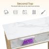 FENOKD Simple Manicure Table, Marble Texture Nail Desk for Nail Tech, Nail Desk with Open Shelves, Professional Nail Salon Desk for Manicure Store, Beauty Salon Workstation (B 80cm) view 2