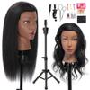 18" MQHIHI Mannequin Head Human Hair with Tripod Set, 100% Real Hair Cosmetology Manikin Doll Head for Hairdresser Practice Braiding with Tripod Set and Tools view 1