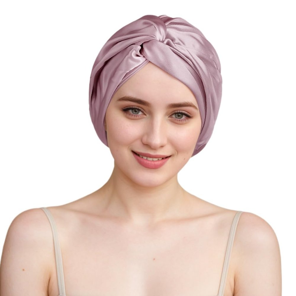 100% Mulberry Silk Bonnet for Women Hair Care, Grade 6A Silk Sleeping Cap - Bonnet for Sleeping Women (Bean Paste/11, One Size-Medium)