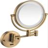 8inch LED Lighted Wall Mounted Bathroom Mirrors,Double-Sided Folding Beauty Mirror 360 Swivel Extendable Makeup Mirror Round Shape, USB Recharge (Antique Copper 5X) view 1