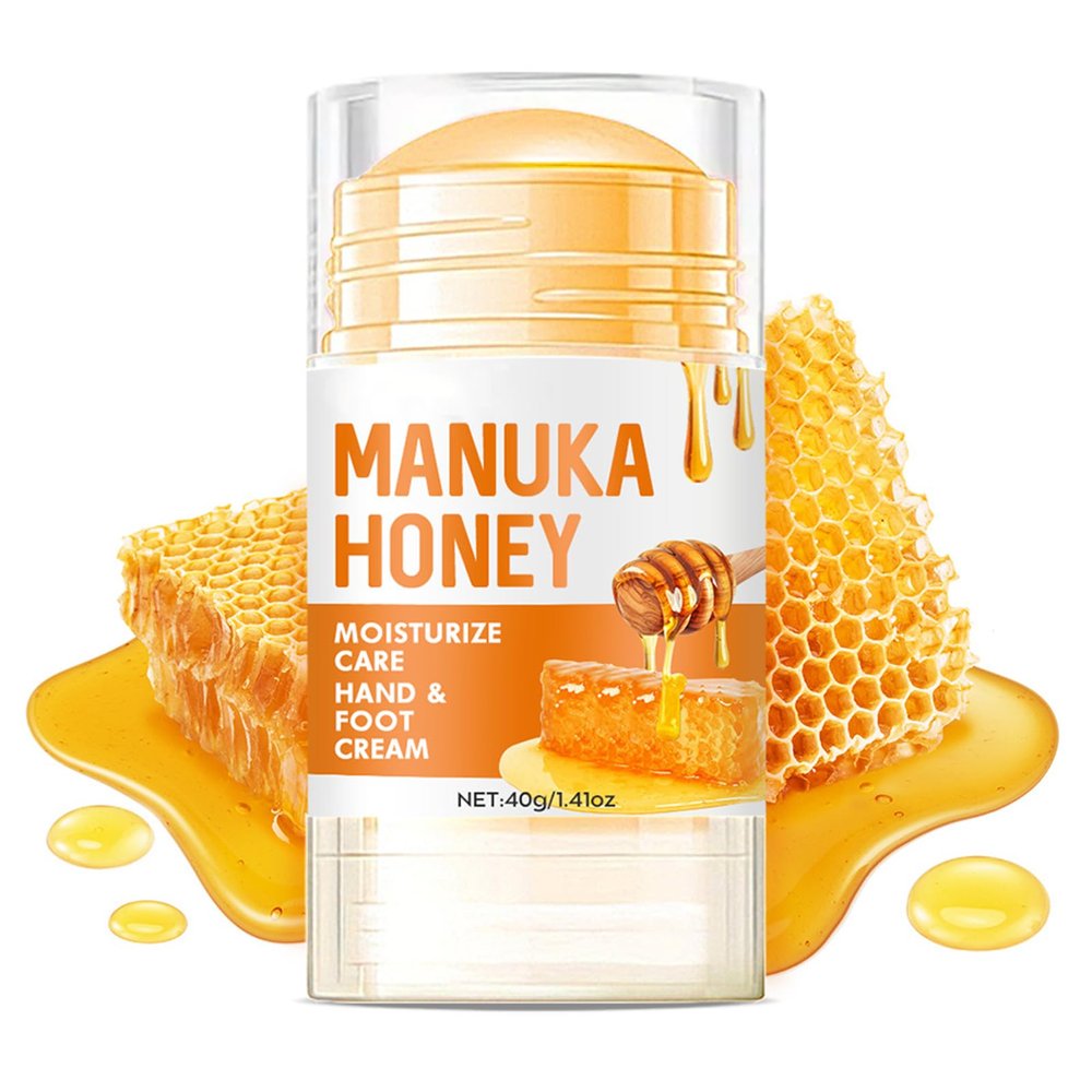 Grospe Honey Foot Balm Stick,Manuka Honey Stick Foot Cream for Dry Cracked Heels and Feet Moisturizing & Exfoliating Care for Dry Cracked Feet Knees and Hands Callus 1.41 Oz