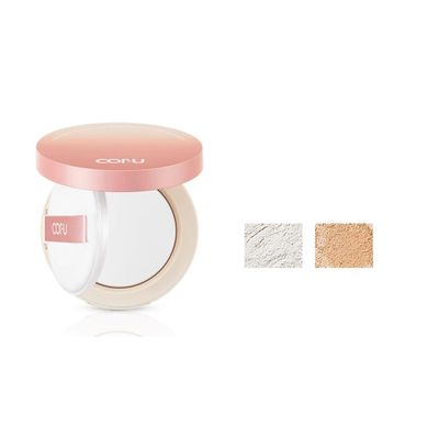 1 PC Cofu Smooth Light Weight Setting Powder Foundation Oil Control Pressed Foundation Powder with Puff Clear Press Powder Natural Pressed Powder (1# Clear, 11g)