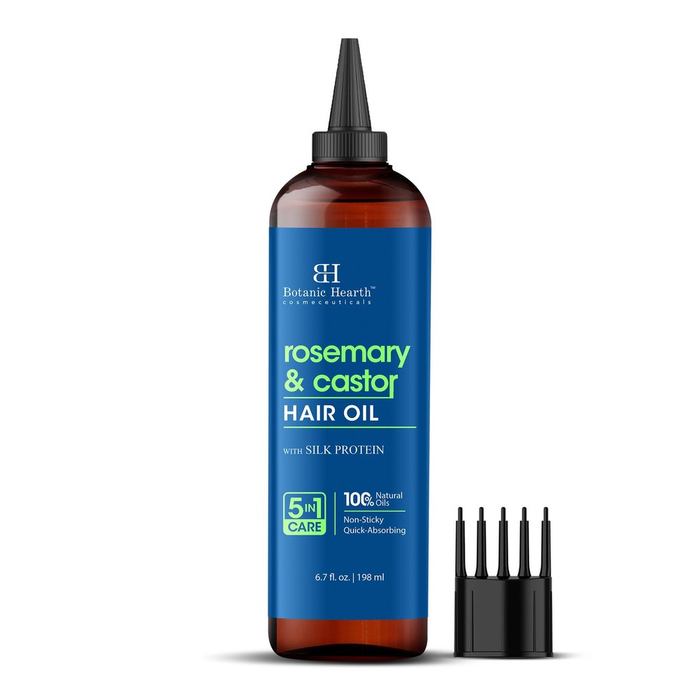 Botanic Hearth Hair Oil for Hair Growth & Hair Relaxer | Strengthening Dry, Frizzy, Damaged Hair & Scalp Treatment | Rosemary Castor Hair Oil  6.7 Fl Oz