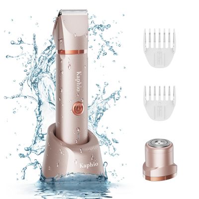 Bikini Trimmer for Women Pubic Hair: IPX7 Waterproof Electric Razors - Rechargeable Electric Body Shaver for Legs, Underarms, Bikini Line- Christmas Gifts for Women (Rose Gold)