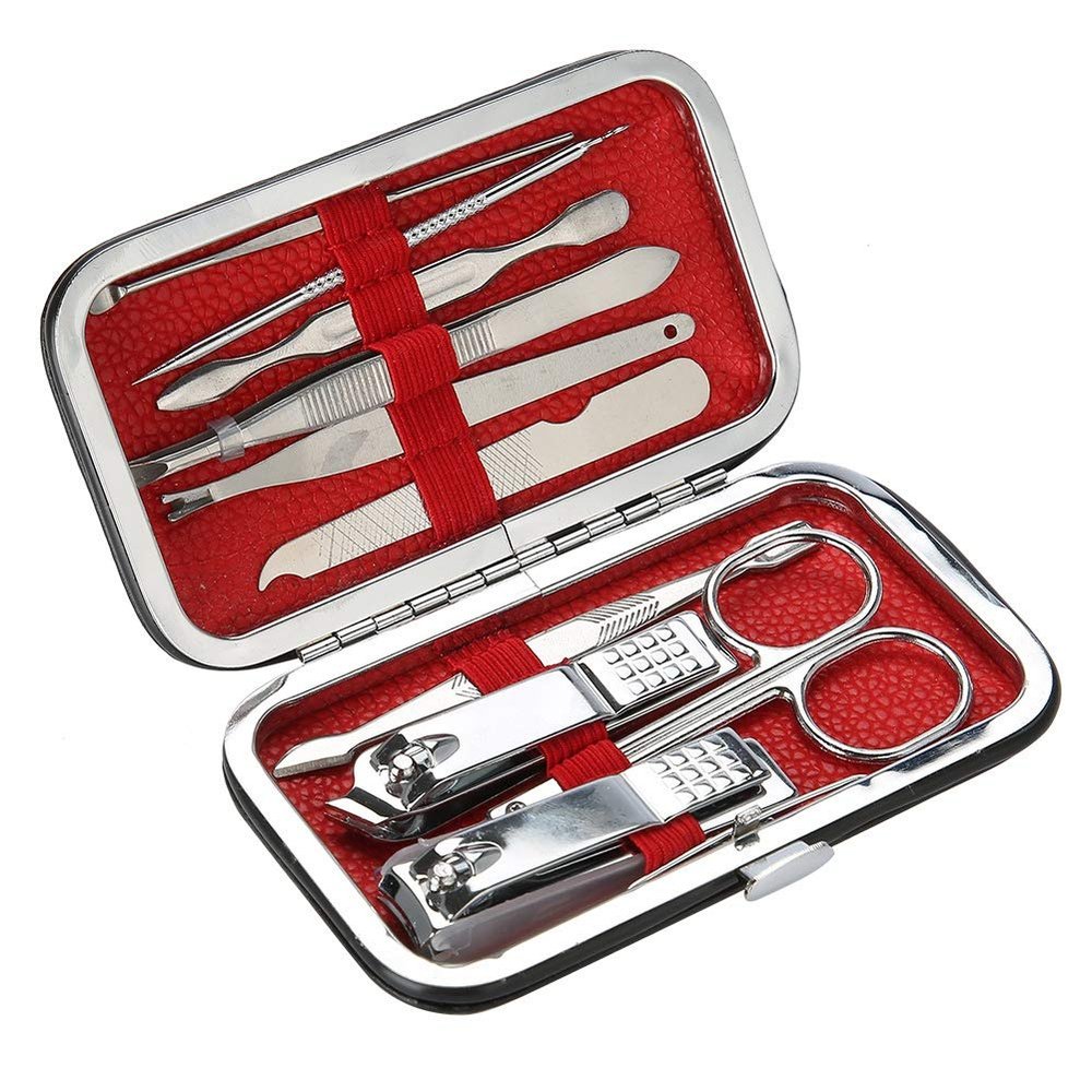 Manicure Set, Nail Cutter Set Stainless Steel Nail Clippers Set 10Pcs Nail File Scissors Manicure Pedicure Tool