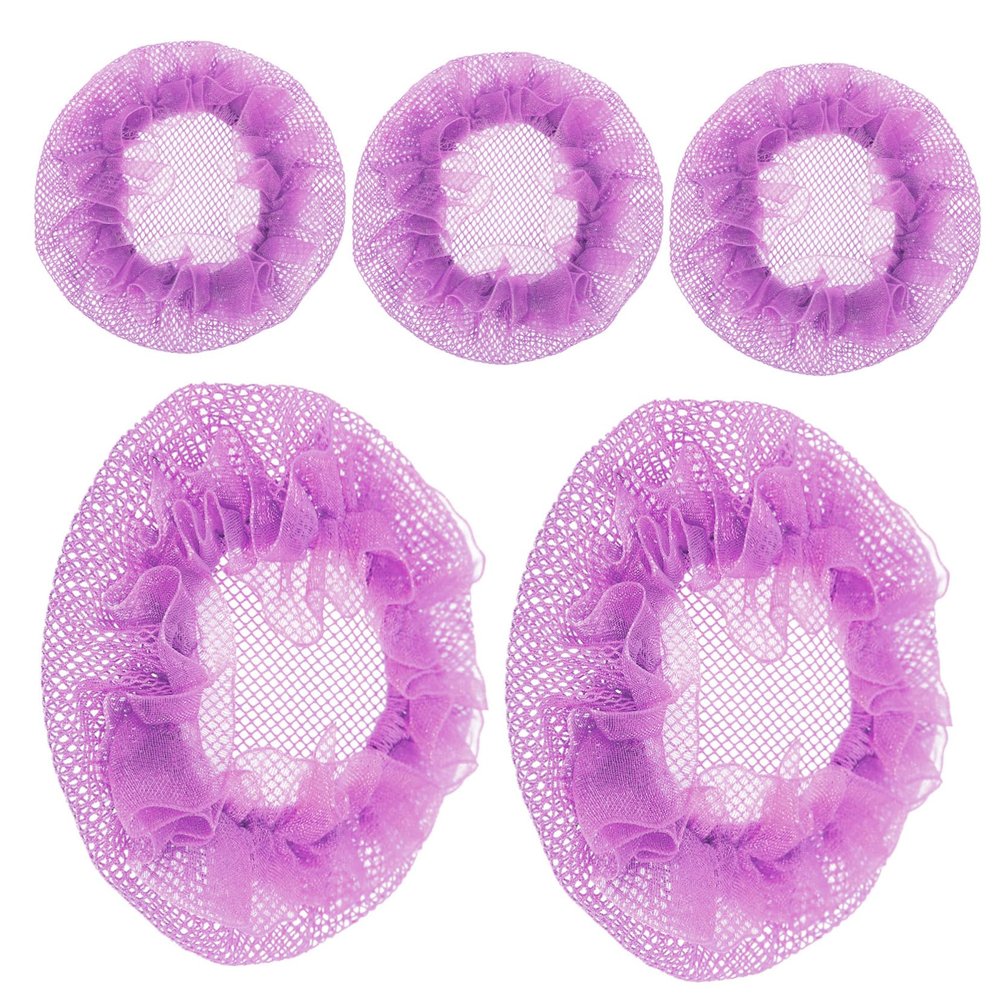 Invisible Bun Hair Net Set, 5Pcs Purple Mesh Cloth Hair Accessories