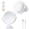 1X 10X Magnifying Shower Mirror with Lights, Rechargeable Lighted Manification Shaving Mirror No Drilling Locking Suction Mount, Double Sided 360 Bathroom Mirror for Men, Tabletop Makeup Mirror view 1