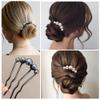 2Pcs Pearl U Shaped Hair Pins for Buns U Shaped Hair Pin French Pins for Thick Hair French Twist Hair Side Combs for Women Black Gold Hair Comb Metal Hair Fork Hair Forks Hairpins Hairfork Hair Sticks view 3