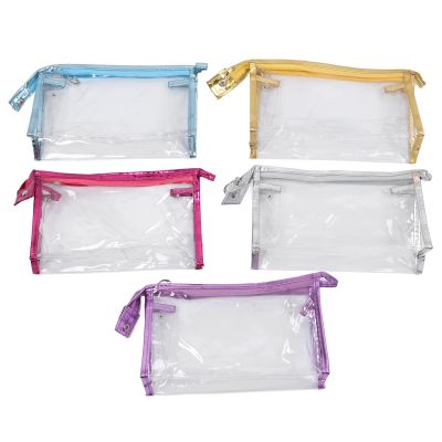 5Pcs Clear Toiletry Bag, Clear Makeup Bag, Toiletry Bag for Travel Size Toiletries, Water Resistant PVC Clear Toiletry Pouches with Handle Strap for Travel Accessories