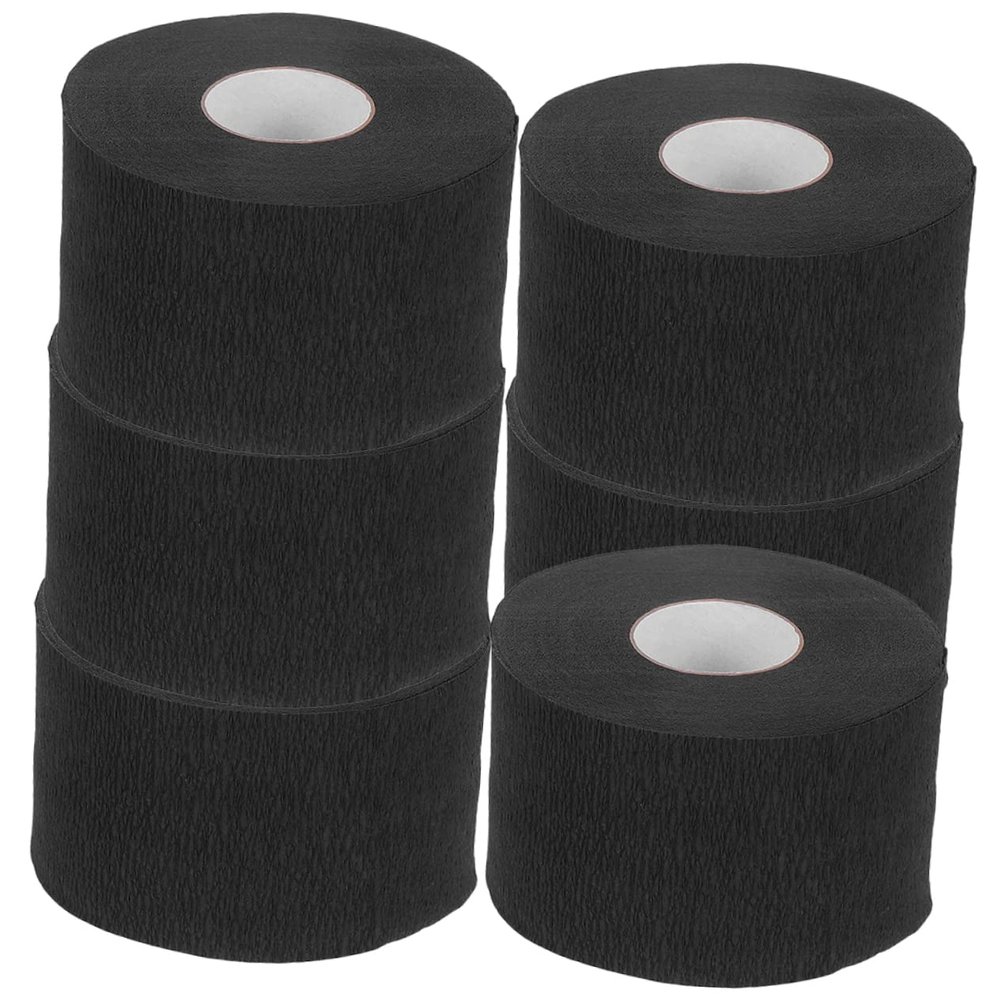 minkissy 6rolls Stretchy Barber Neck Strips Disposable Neck Paper for Hairdressing Salon Services and Hair Treatments Black Great Adhesion and Elasticity