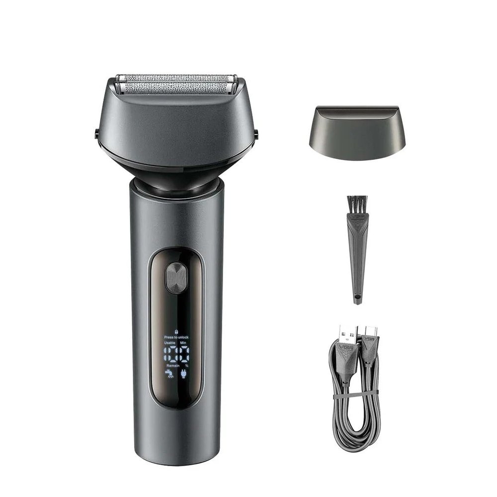 Men's Shaver, 3-Blades Wet Dry Electric Shaver for Men Rechargeable Facial Electric Razor Washable Beard Shaving Machine LCD Display