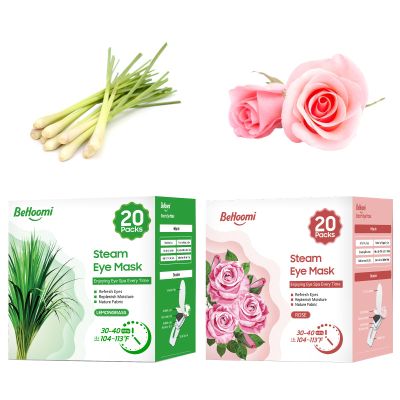 BeHoomi Steam Eye Mask, 40 Packs Heated Eye Mask Warm Compress for Eyes, Self Heating Disposable Eye Masks, Stocking Stuffer (Lemongrass & Rose)