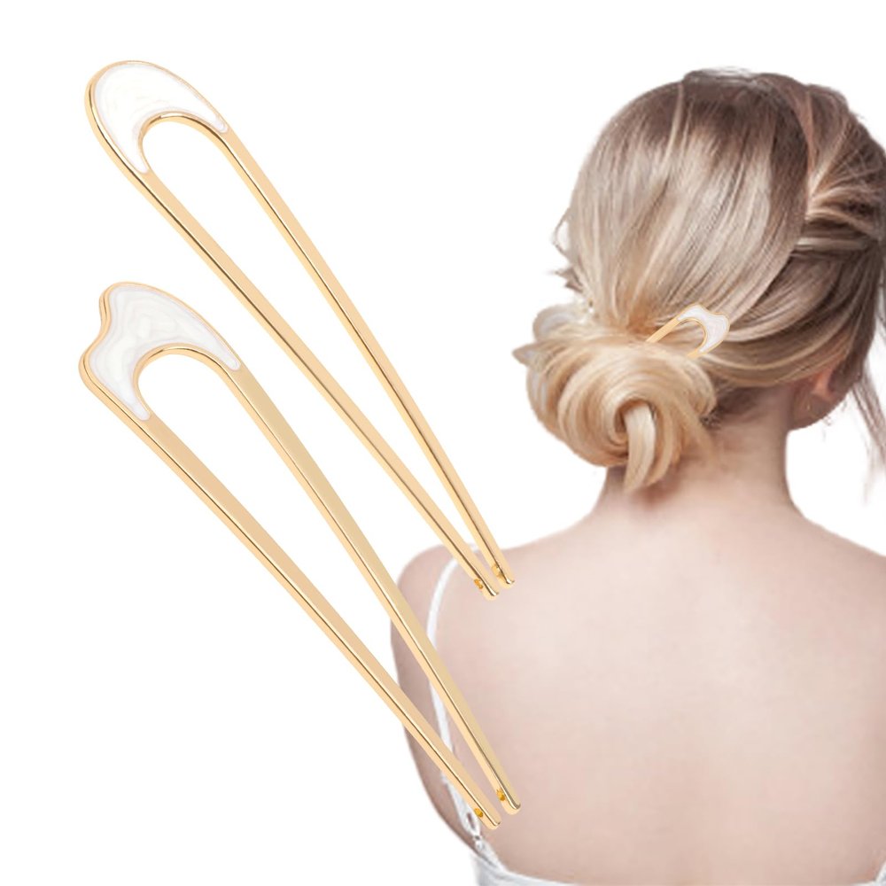 2Pcs French Hair Pins Large French Twist Hair Pin for Thick Hair U Shape Metal Hair Pins