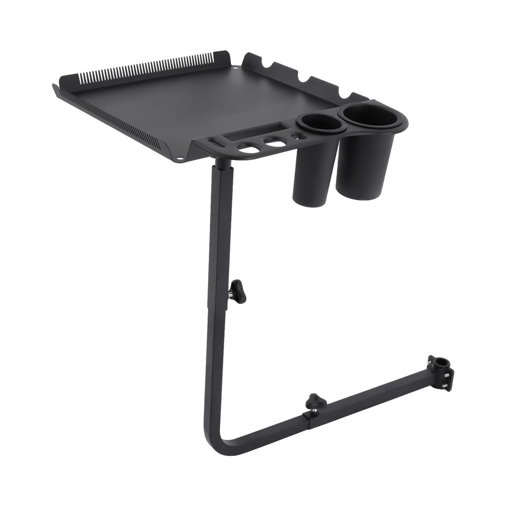 GEYOPMID Stylist Tray, Salon Tray Attached to Chair Adjustable Hairstylist Tray with Hair Extension Holder and Hair Dryer Holder 360 Rotating Barber Tray for Hairdressing Tools Steel Tattoo Tray